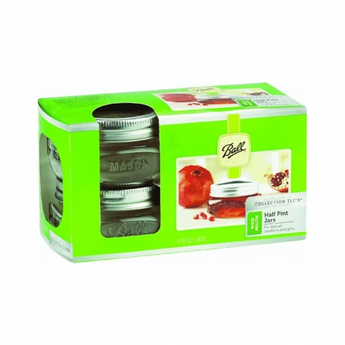 Ball Collection Elite Design Series Wide Mouth Half Pint Jars 4 Pk.
