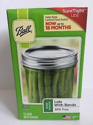 Ball Sure-Tight Wide Mouth Canning Lids and Bands Set of 12