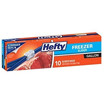 Hefty Freezer Slider Gallon Bags, 10 Pack