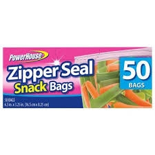 PowerHouse Zipper Seal Snack Bags, Pack of 50