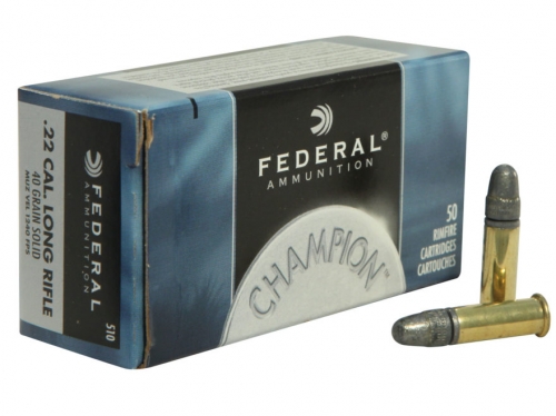 Federal .22 Long 40 Grain Round Lead Nose Rimfire Cartridges