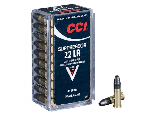 CCI Suppressor 22 LR 45 Grain Subsonic Hollow Points for Small Game