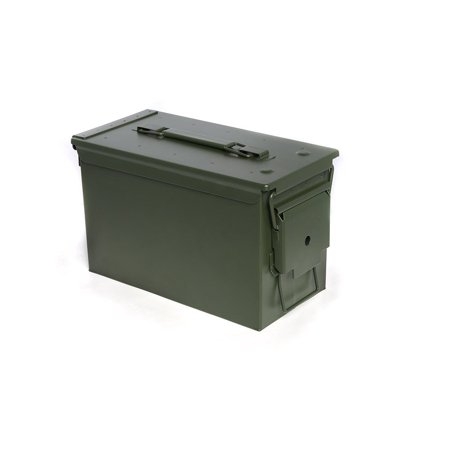 Military-Style Green 50 Caliber Metal Ammo Box