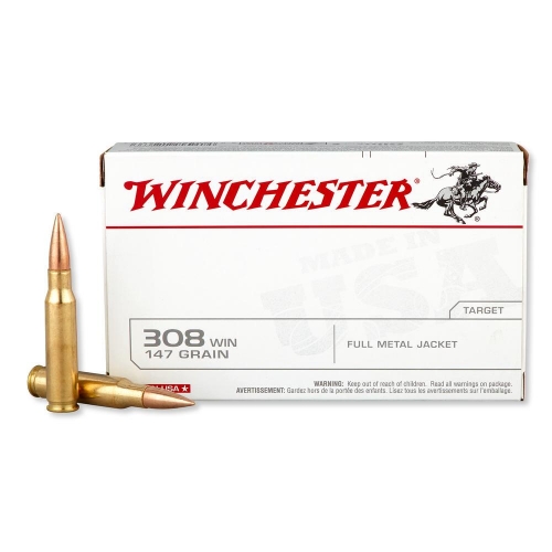 Winchester .308 Win 147 Grain Full Metal Jacket, 20 Rounds