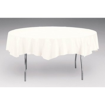 White Octy-Round Plastic Tablecover