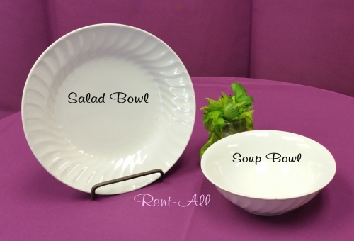 Salad Bowl White with Swirl Trim