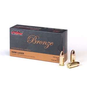 PMC Ammunition® Bronze 9mm Luger 115 Grain FMJ Pistol Ammunition