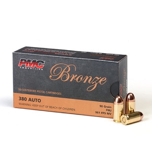 PMC Ammunition® Bronze 380 Auto 90 Grain FMJ Pistol Ammunition