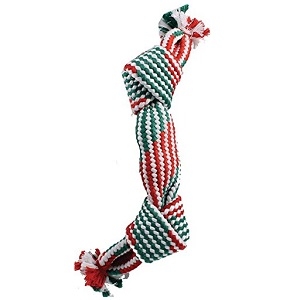 Christmas Holiday Super Squeak 2 Knot Rope Dog Toy