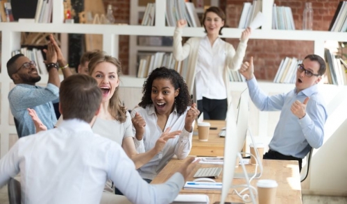 Employees celebrating