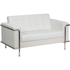 White Leather Love Seat Couch