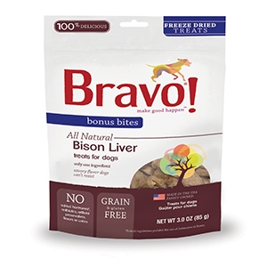 Bravo! Bonus Bites Freeze Dried Buffalo Livers - 3 oz.
