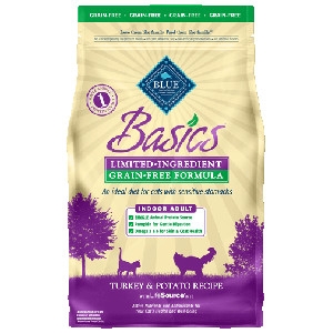 BLUE Basics® Grain-Free Indoor Turkey & Potato Recipe For Adult Cats- 2# C=6, 5#, 11#
