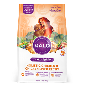 Halo Holistic Chicken and Chicken Liver Recipe for Adult Dogs, 28 lb.