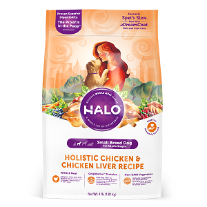 Halo Holistic Chicken and Chicken Liver Recipe for Small Breed Dogs, 6/4 Lb
