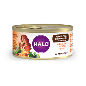 Halo Small Breed Grain Free Chicken and Chickpea Recipe for Dogs, 12/5.5 oz.