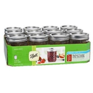 Ball® Quilted Crystal® Regular Mouth Half-Pint 8 oz. Glass Mason Jars with Lids and Bands 12 Count