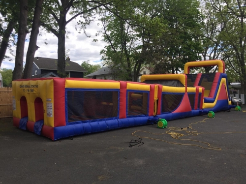 INFLATABLE DOUBLE LANE SLIDE & OBSTACLE COURSE