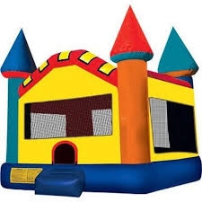 INFLATABLE CASTLE, RED YELLOW BLUE GREEN