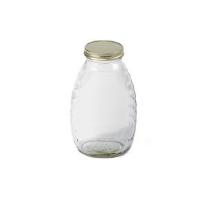 16 Ounce Glass Honey Jar, 1 Pound, Case of 12 Bottles with Lids