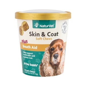 NaturVet Skin & Coat Soft Chews Plus Breath Aid 70 Count