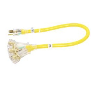 Woods 12/3 X 2-ft. 3-Outlet Power Block Extension Cord