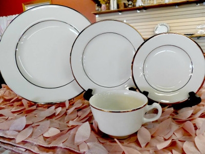 Ivory China with Gold Trim Dinnerware Collection