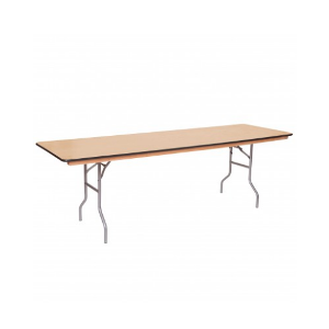 8 Foot Banquet Wood Folding Table, Vinyl Edging