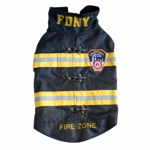 Royal Animals Authentic Licensed Water-Resistant Fleece-Lined Black FDNY Dog Coat