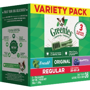 GREENIES™ 3-Flavor Variety Pack Regular Size Dog Dental Treats 36 Pack