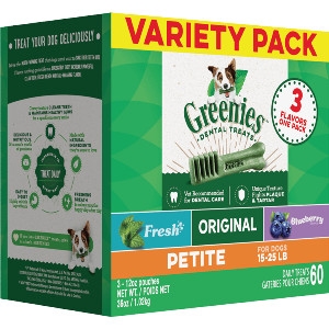 GREENIES™ 3-Flavor Variety Pack Petite Size Dog Dental Treats 60 Pack