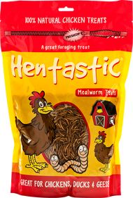 Hentastic Dried Mealworm Treats, 1.1, 3.5 and 6 ounce bags