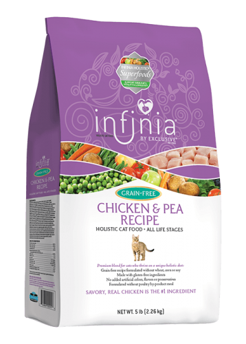 Infinia Grain Free Chicken & Pea Holistic Cat Food, 5 pound bag