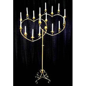 18 Light Double Heart Candelabra