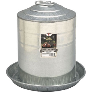 Little Giant Double Wall Galvanized Poultry Waterer, 5 gallons