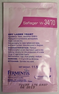 YEAST SAFLAGER W-34/70 DRY LAGER 11.5 GR