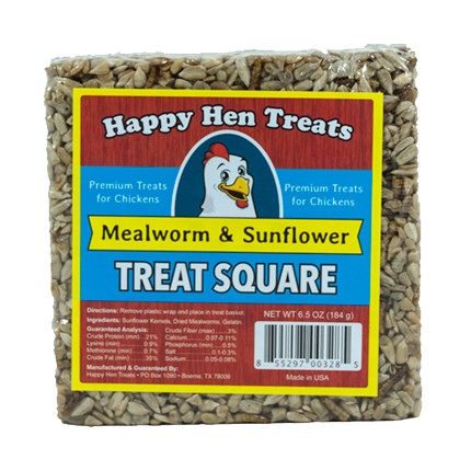 Happy Hen Mealworm & Sunflower Treat Square for Chickens