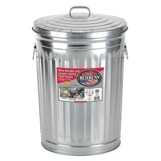 Behrens Galvanized Steel Garbage Can with Lid, 20 Gal.