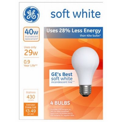 GE A-Line Soft White Halogen Light Bulbs 4 pk, 29-Watts