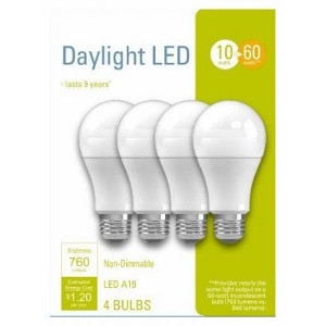 4pk 10w Daylight LED Bulb 