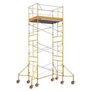 15 Ft High Standard Platform with Safety Rail and Outriggers - Wheels