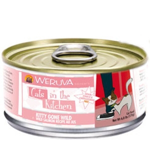Cats in the Kitchen Kitty Gone Wild Wild Salmon Recipe Au Jus Canned Cat Food, 6 oz.