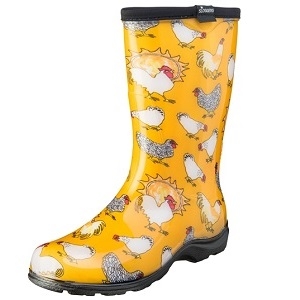 Women's Yellow Daffodil Chicken Print Rain & Garden Boots
