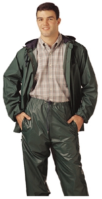 PVC on Nylon Rainwear Suit, Green, XL