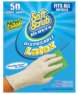 Disposable Latex Gloves, Powder Free, One Size, 50-Ct.