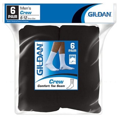 6PK BLK Crew Socks