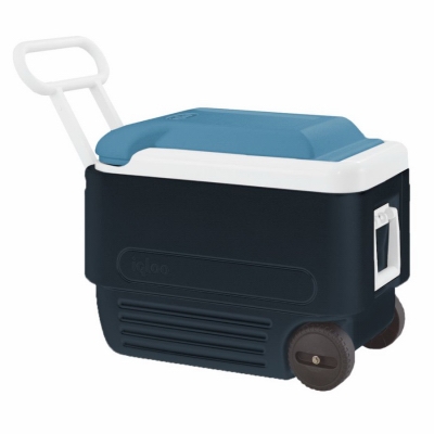 Maxcold Ice Chest, Wheeled, Ice Blue & White, 40-Qts.
