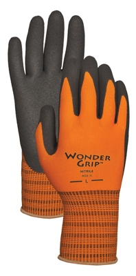Work Gloves, Double-Coated Nitrile Palm, Orange Nylon, XL