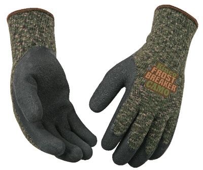 Frost Breaker Work Gloves, Thermal, Latex Palm, Camouflage, Large