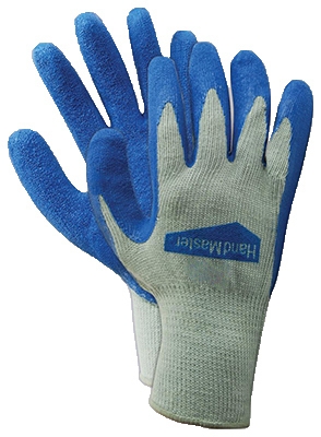 Work Gloves, Latex Coated Palm, Blue, XL